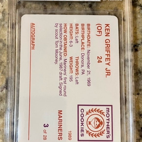 1990 Mother’s Cookies Ken Griffey Jr 1992 #3 BGS 8 - Picture 3 of 4